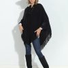 Clothing Veronica M Ponchos | Black Cozy Tassel Poncho-Best Seller