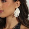 Accessories Veronica M | Ivory Feather Tassel Earrings