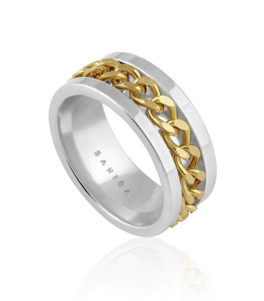 Accessories Veronica M | Lola Two-Toned Chain Ring - 18K Gold Plated