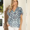 Vacation Veronica M | Odelle Short Sleeve Split Neck Blouse