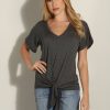 Vacation Veronica M | Charcoal Tee With Front Tie