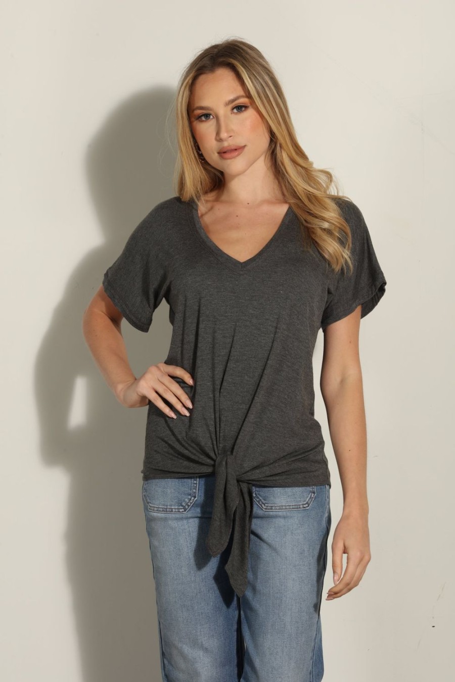 Vacation Veronica M | Charcoal Tee With Front Tie