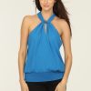 Clothing Veronica M Halter Tops | Cobalt Twist Neck Halter Top