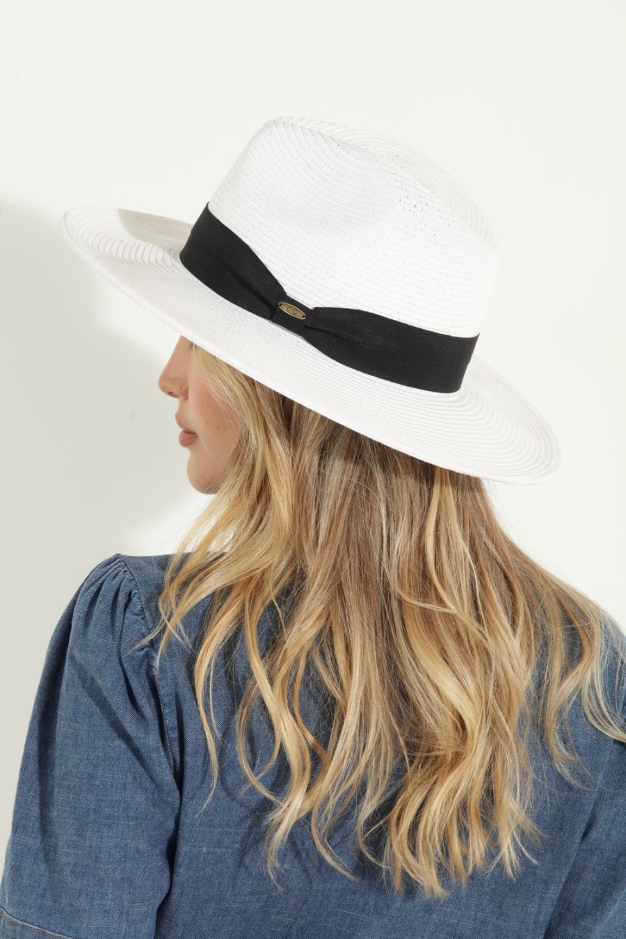 Accessories Veronica M | White + Black Fedora Hat