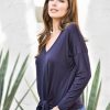 Vacation Veronica M | Long Sleeve Top With Tie - Navy -