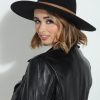 Accessories Veronica M | Leah Black Felt Fedora Hat