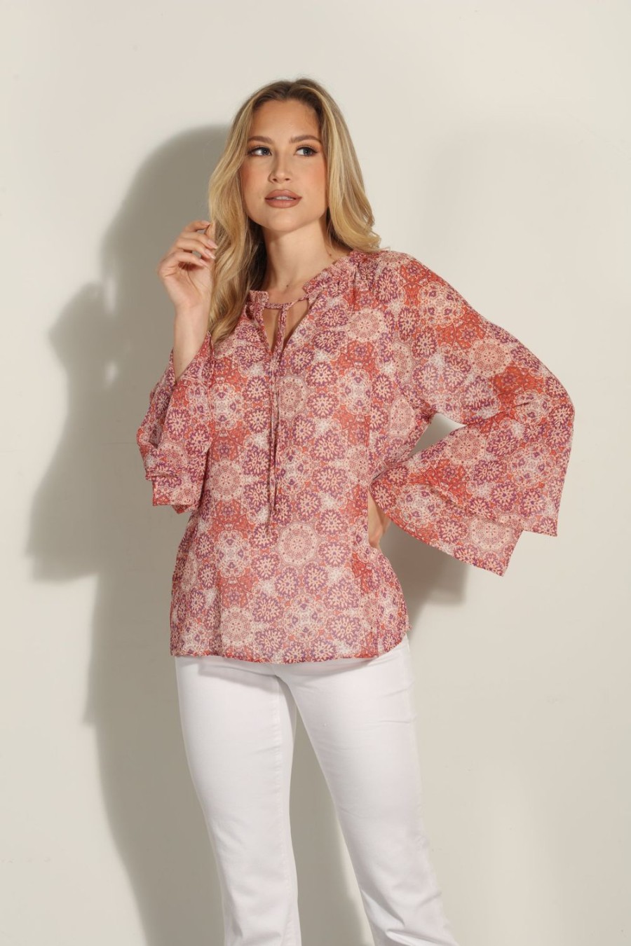 Vacation Veronica M | Temescal Flare Sleeve Blouse-Best Seller