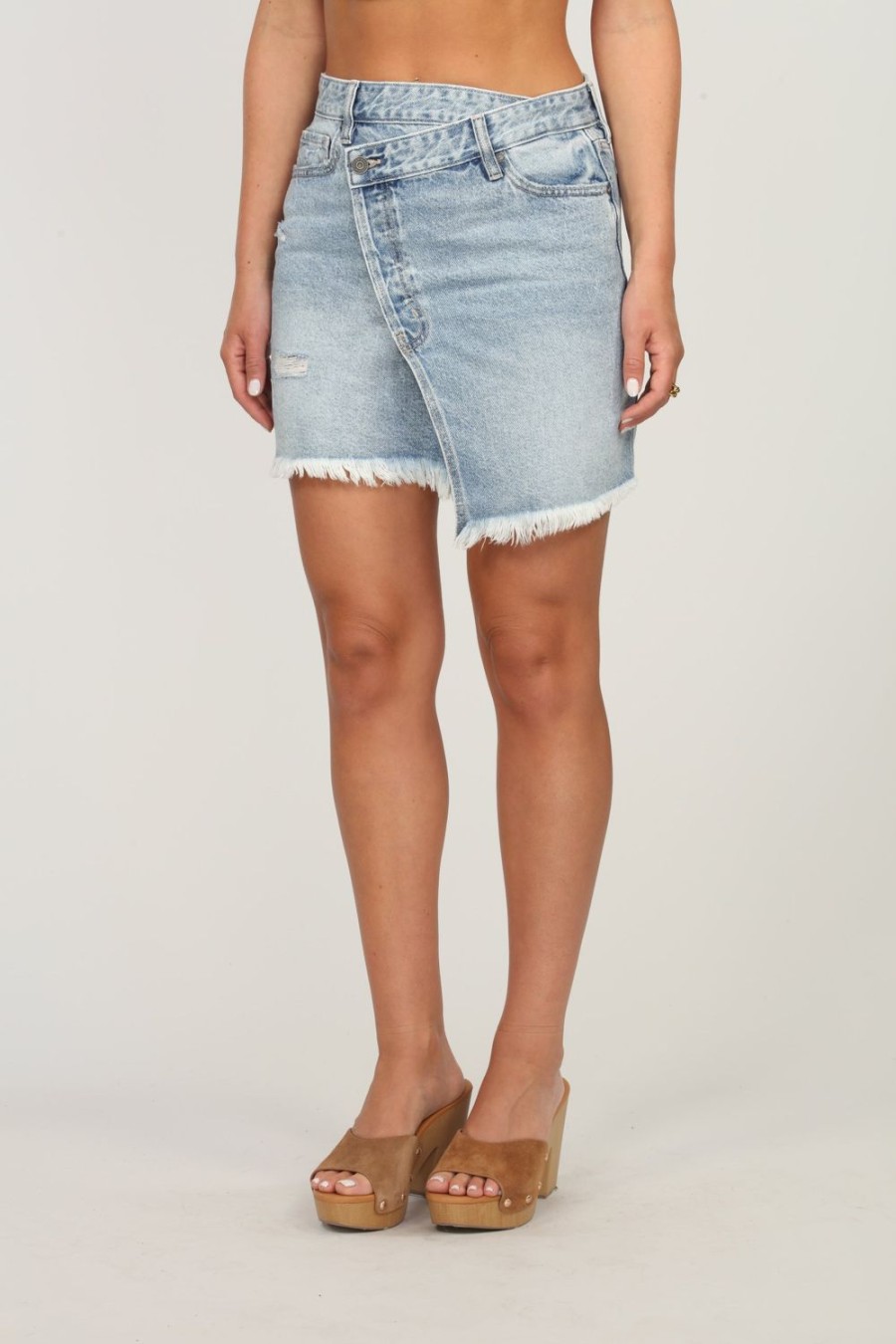 Clothing Veronica M Denim Shop | Peyton Uneven Hem Denim Skirt