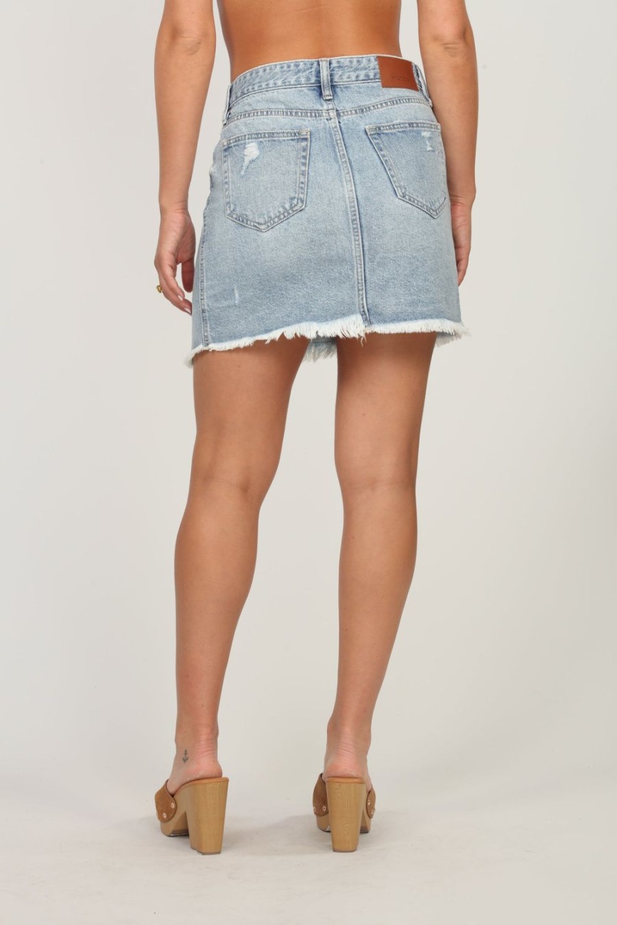 Clothing Veronica M Denim Shop | Peyton Uneven Hem Denim Skirt