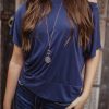 Clothing Veronica M Cupro Tops | Navy Cupro Ots Top