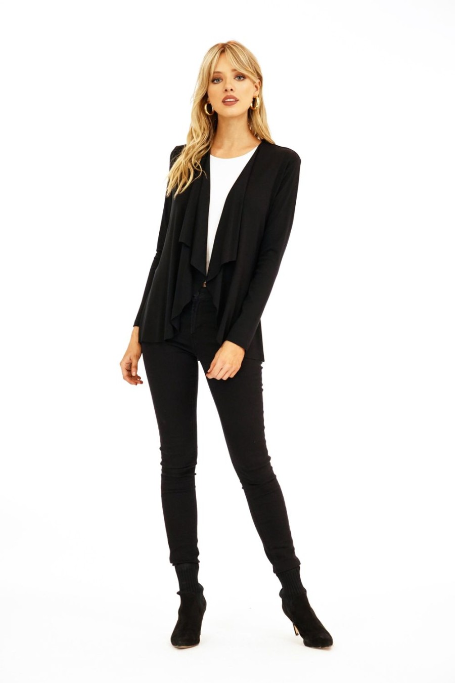 Clothing Veronica M Jackets + Blazers | Black Soft Ponti Drape Blazer