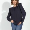 Clothing Veronica M Longer Length Tops | Jet Navy Hi-Neck Blouse