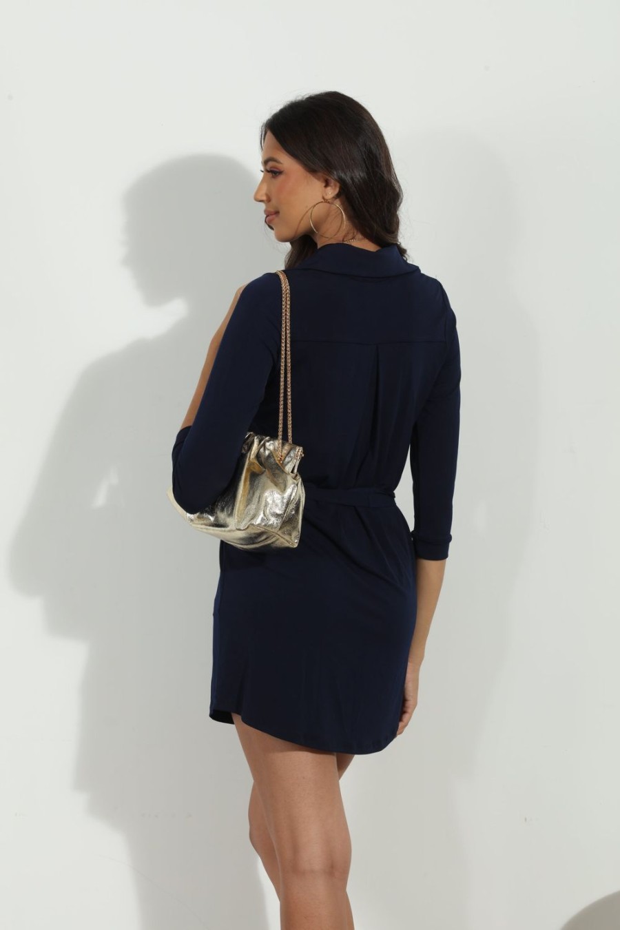 Vacation Veronica M | Navy Stretch Shirt Dress