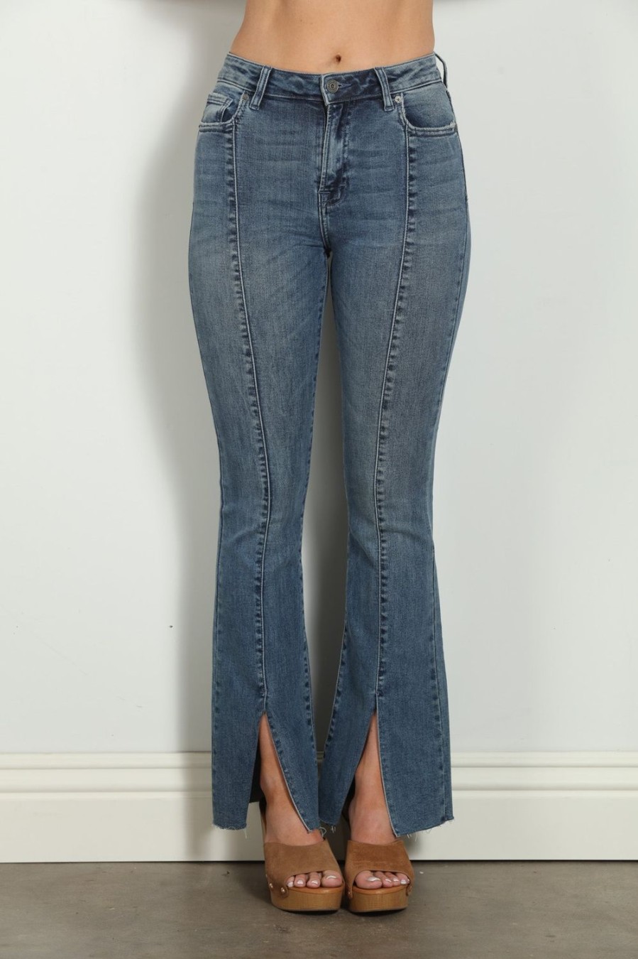 Vacation Veronica M | Happi Front Slit Flare Jeans - Medium Dark