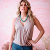 Clothing Veronica M Cupro Tops | The Everyday Cupro Surplice Tank-Chai- Best Seller