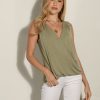 Clothing Veronica M Cupro Tops | The Everyday Cupro Surplice Tank-Fern- Best Seller