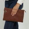 Accessories Veronica M | Coffee Woven Clutch