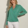 Clothing Veronica M Cupro Tops | Kelly Green Cupro Draped Surplice Top - Best Seller