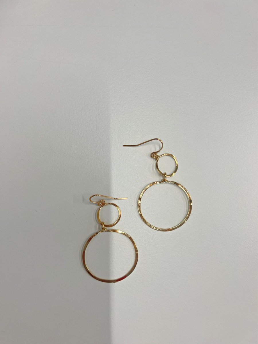 Accessories Veronica M | Gold Double Hoop Drop Down Earrings