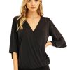 Clothing Veronica M Cupro Tops | Black Cupro Surplice Top-Best Seller