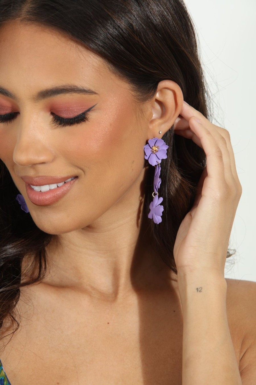 Accessories Veronica M | Lavender Flower Statement Earrings