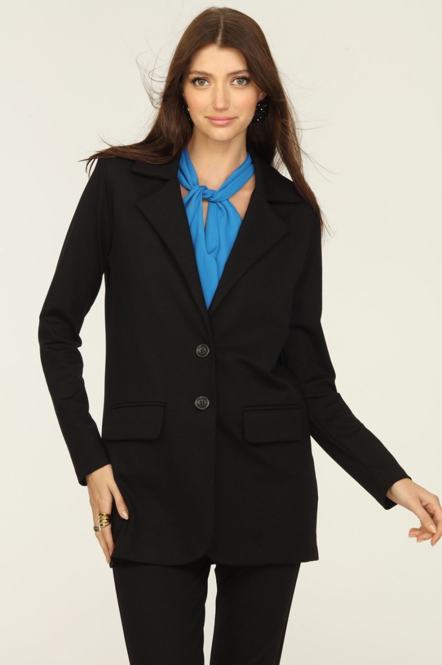 Clothing Veronica M Jackets + Blazers | Boyfriend Ponti Blazer Black-Best Seller