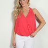 Vacation Veronica M | Coral Surplice Tank