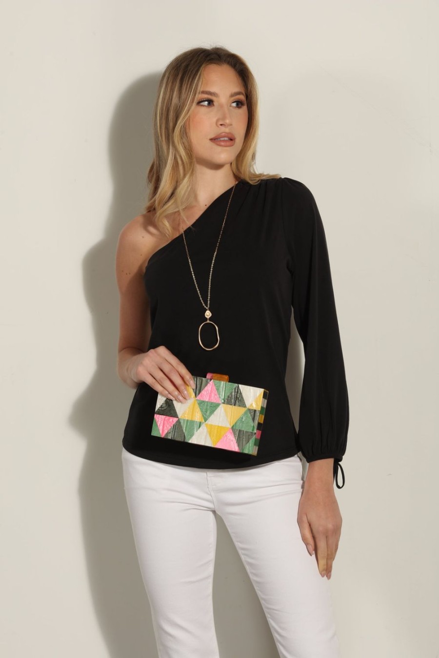 Clothing Veronica M Cupro Tops | Black Cupro One Shoulder Asymmetrical Top