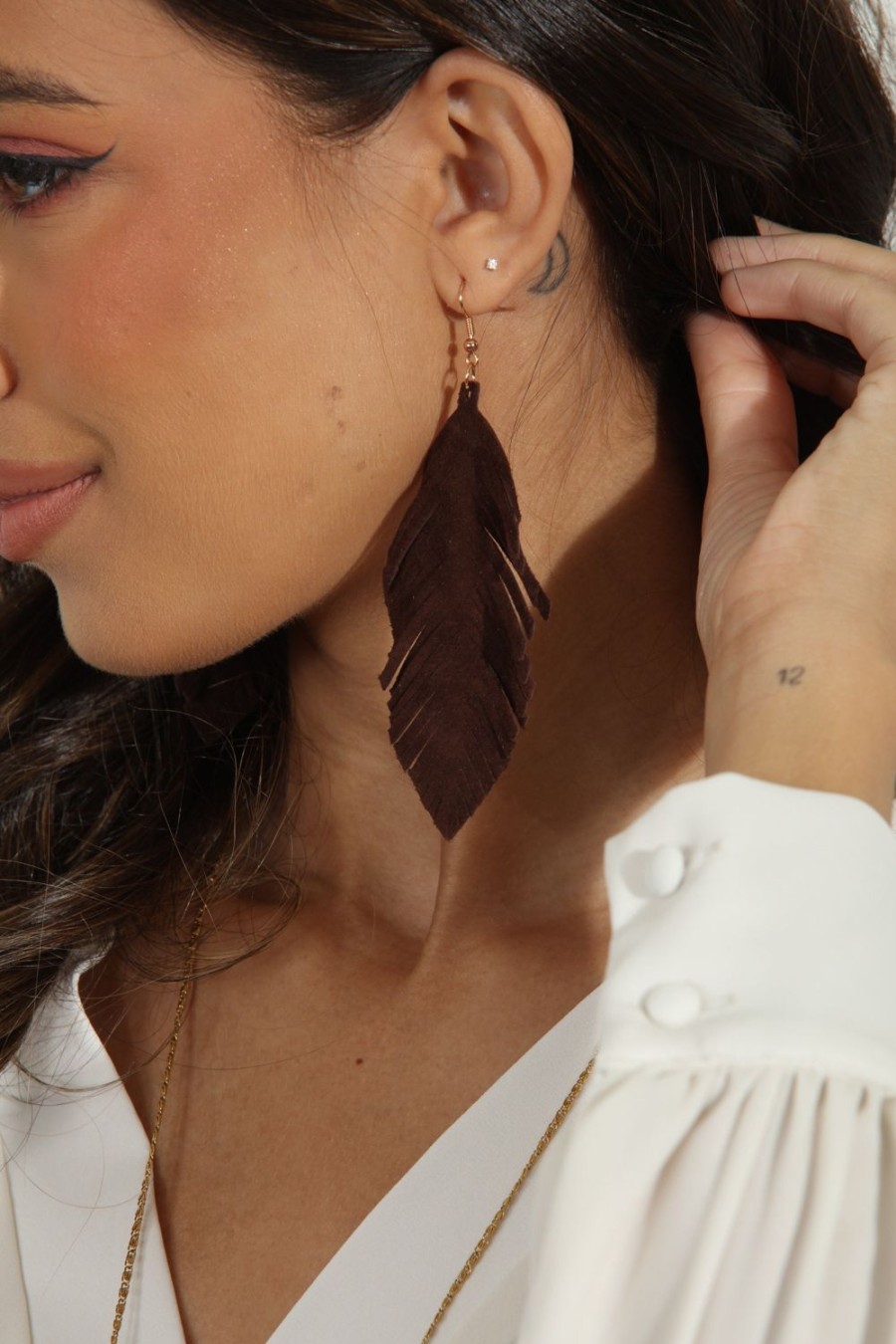 Accessories Veronica M | Chocolate Brown Faux Leaf Earrings