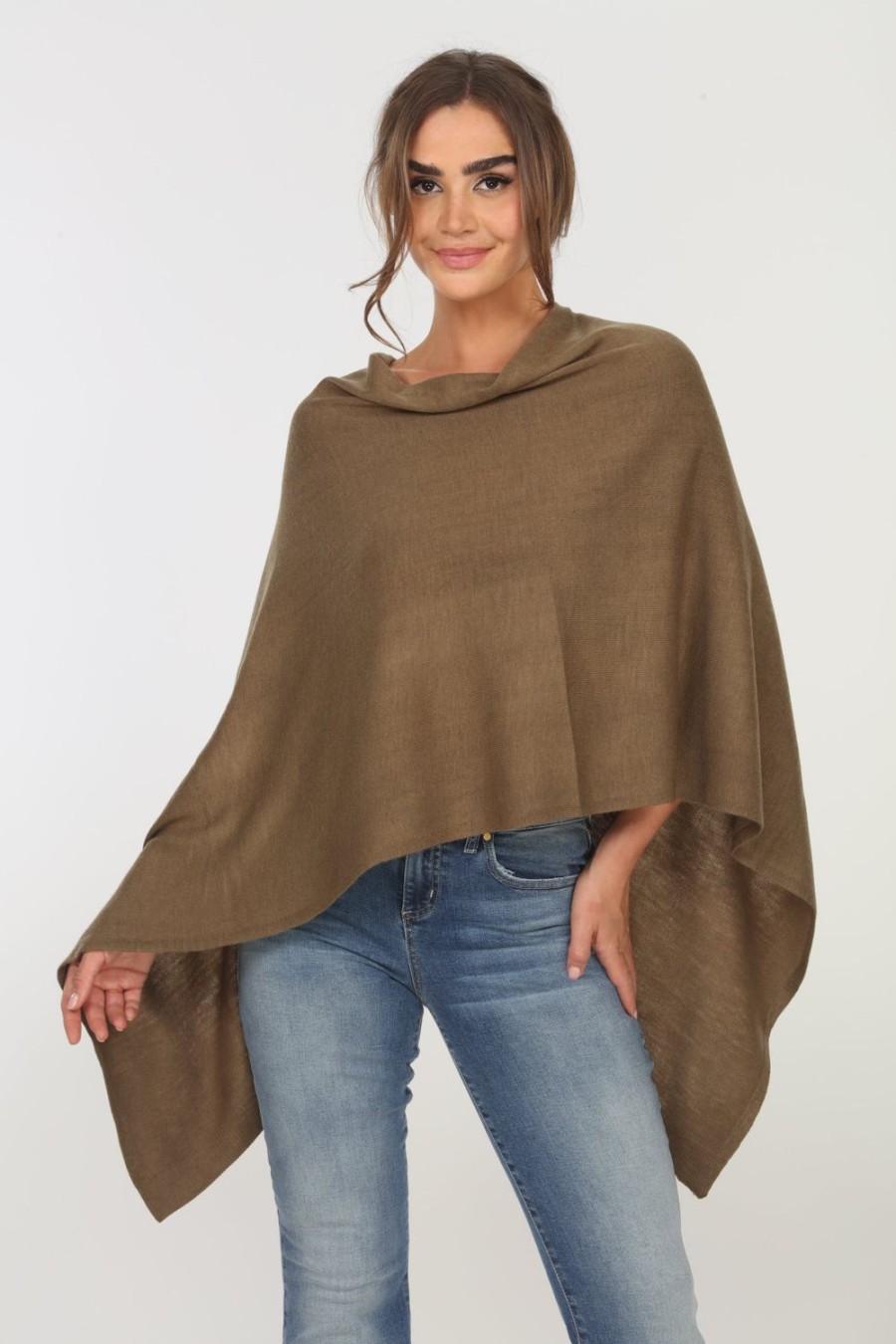 Clothing Veronica M Ponchos | Olive Throw-On Poncho-Best Seller