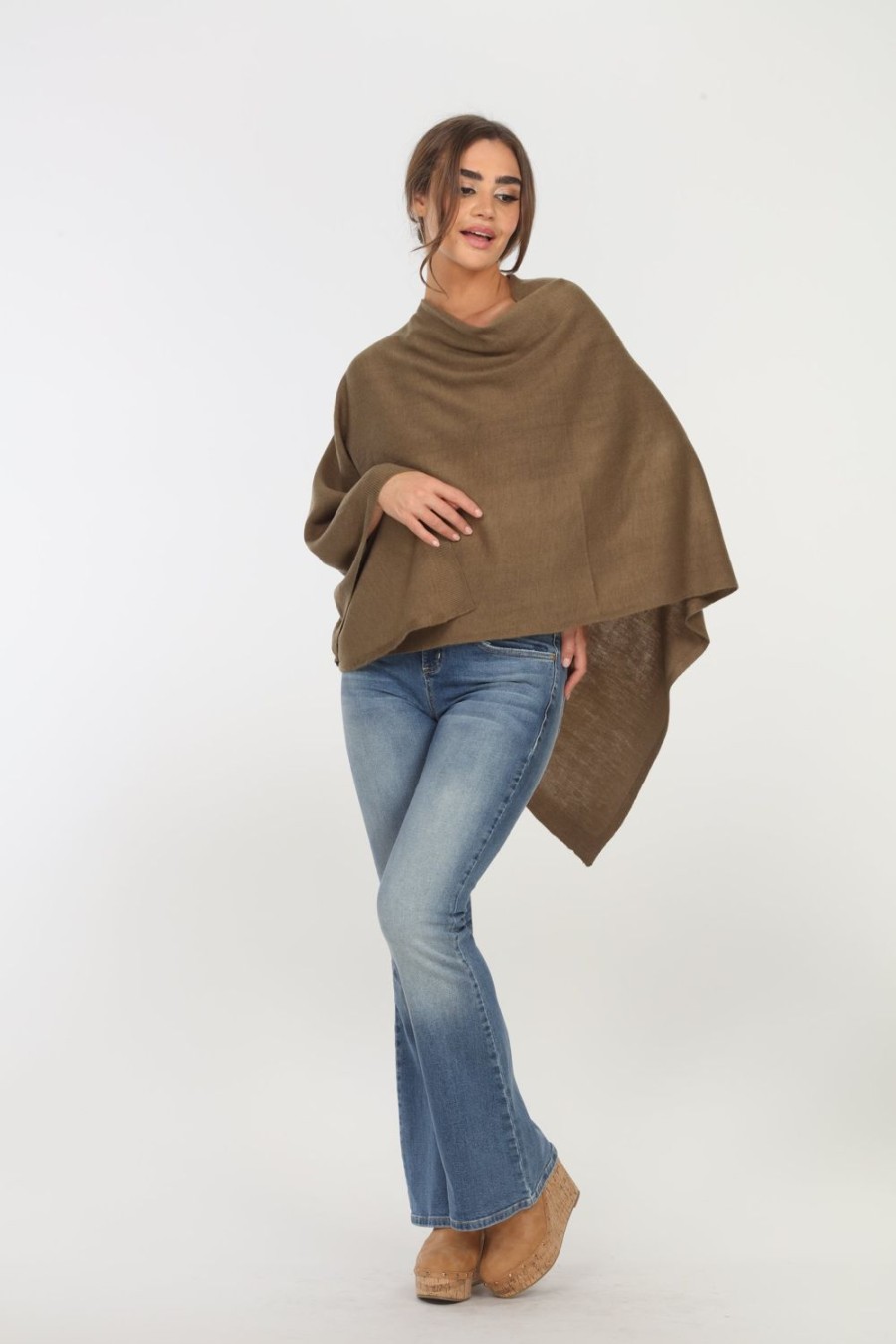 Clothing Veronica M Ponchos | Olive Throw-On Poncho-Best Seller