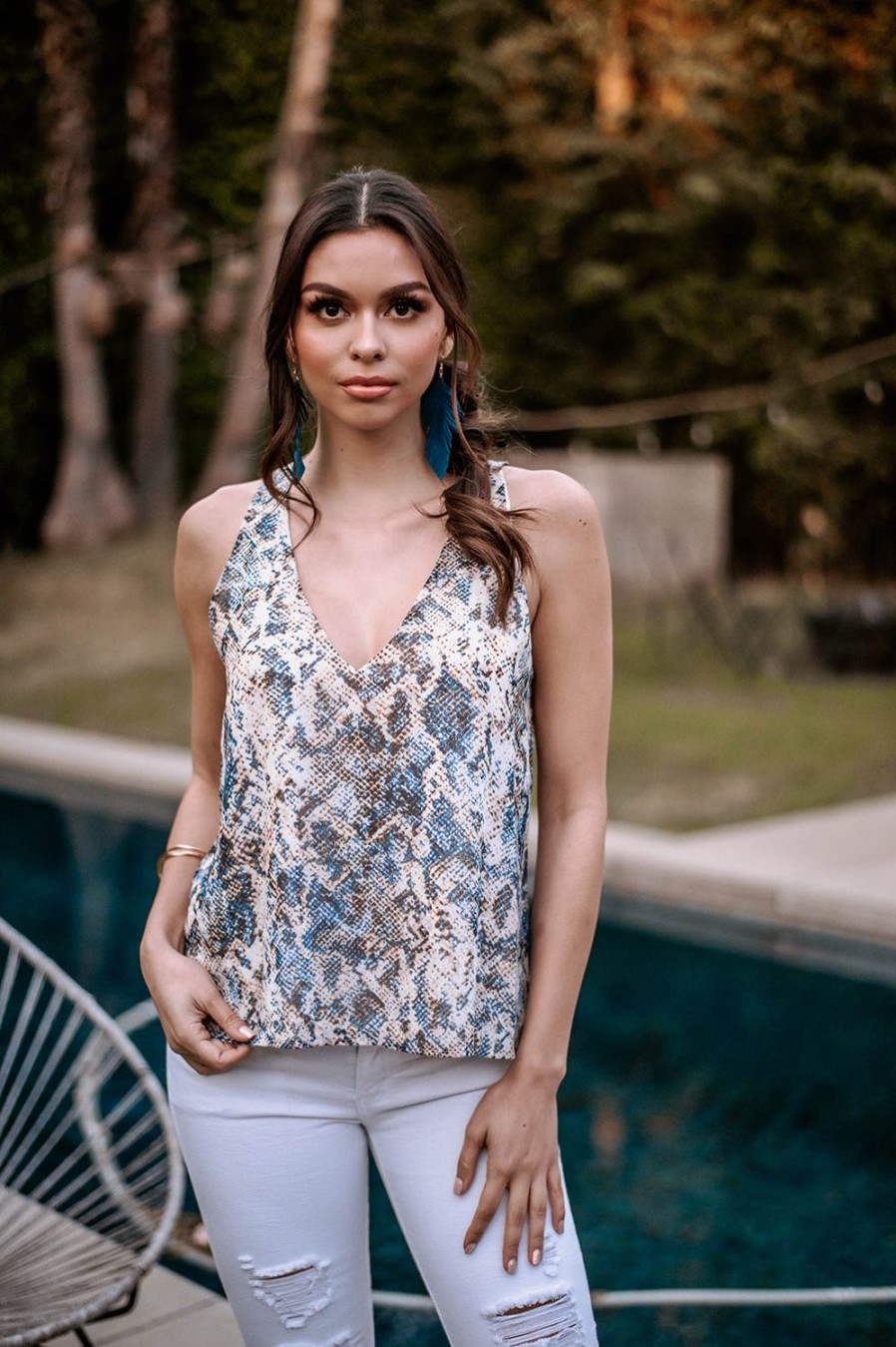 Vacation Veronica M | Panama Snake Print Chiffon Tank-Best Seller