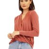 Clothing Veronica M Cupro Tops | Marsala Cupro Draped Surplice Top-Best Seller