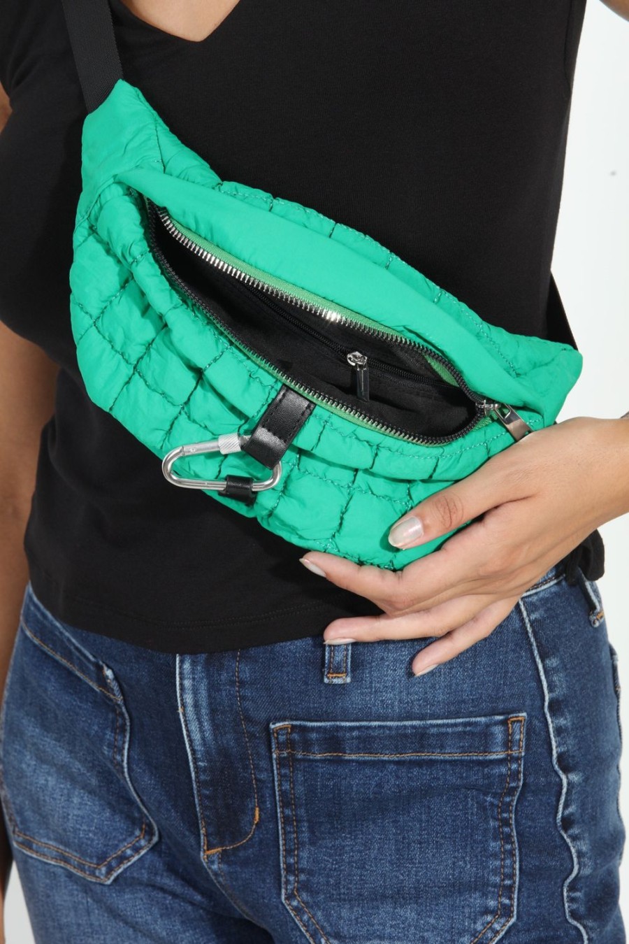 Accessories Veronica M | Kelly Green Quilted Belt Bag