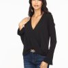 Clothing Veronica M Surplice Tops | Black Surplice Bell Sleeve Top - Best Seller