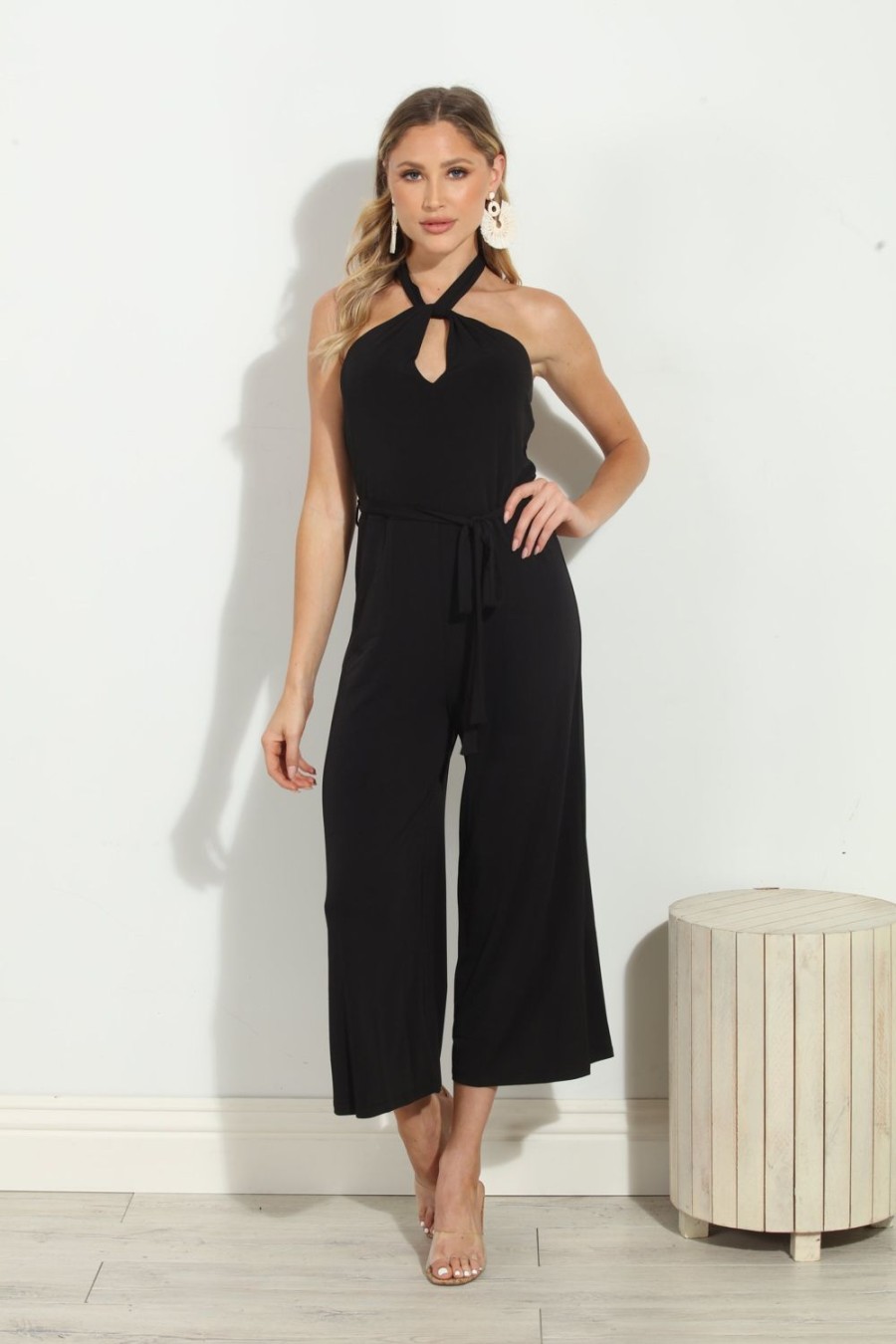 Clothing Veronica M | Adjustable Halter Culotte Jumpsuit