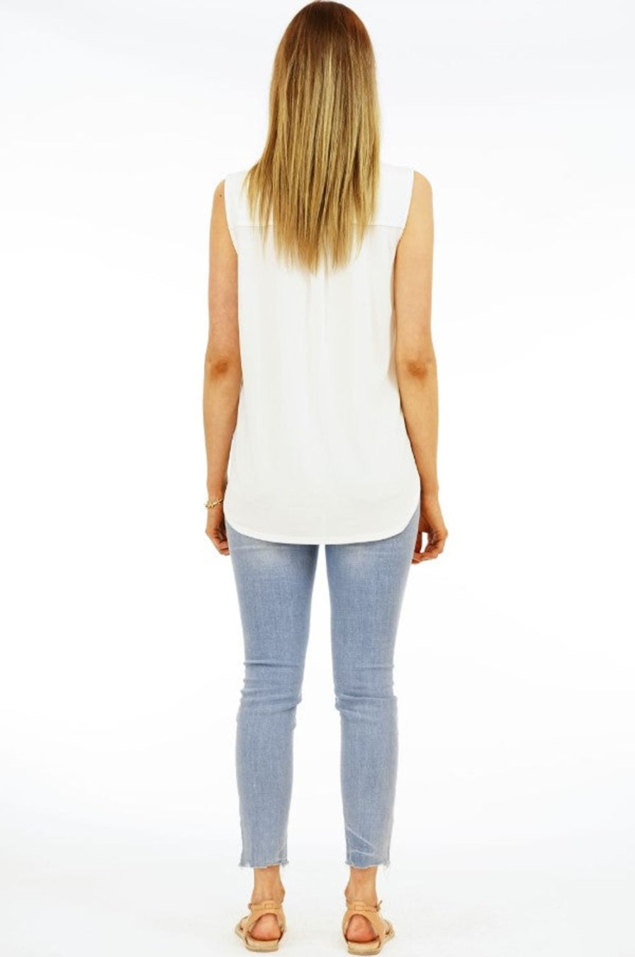 Clothing Veronica M Cupro Tops | The Everyday Cupro Surplice Tank-Ivory- Best Seller