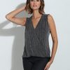 Clothing Veronica M Cupro Tops | The Everyday Surplice Tank-Black & Silver Sparkle -Best Seller By