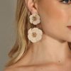 Accessories Veronica M | Taupe Statement Flower Earrings