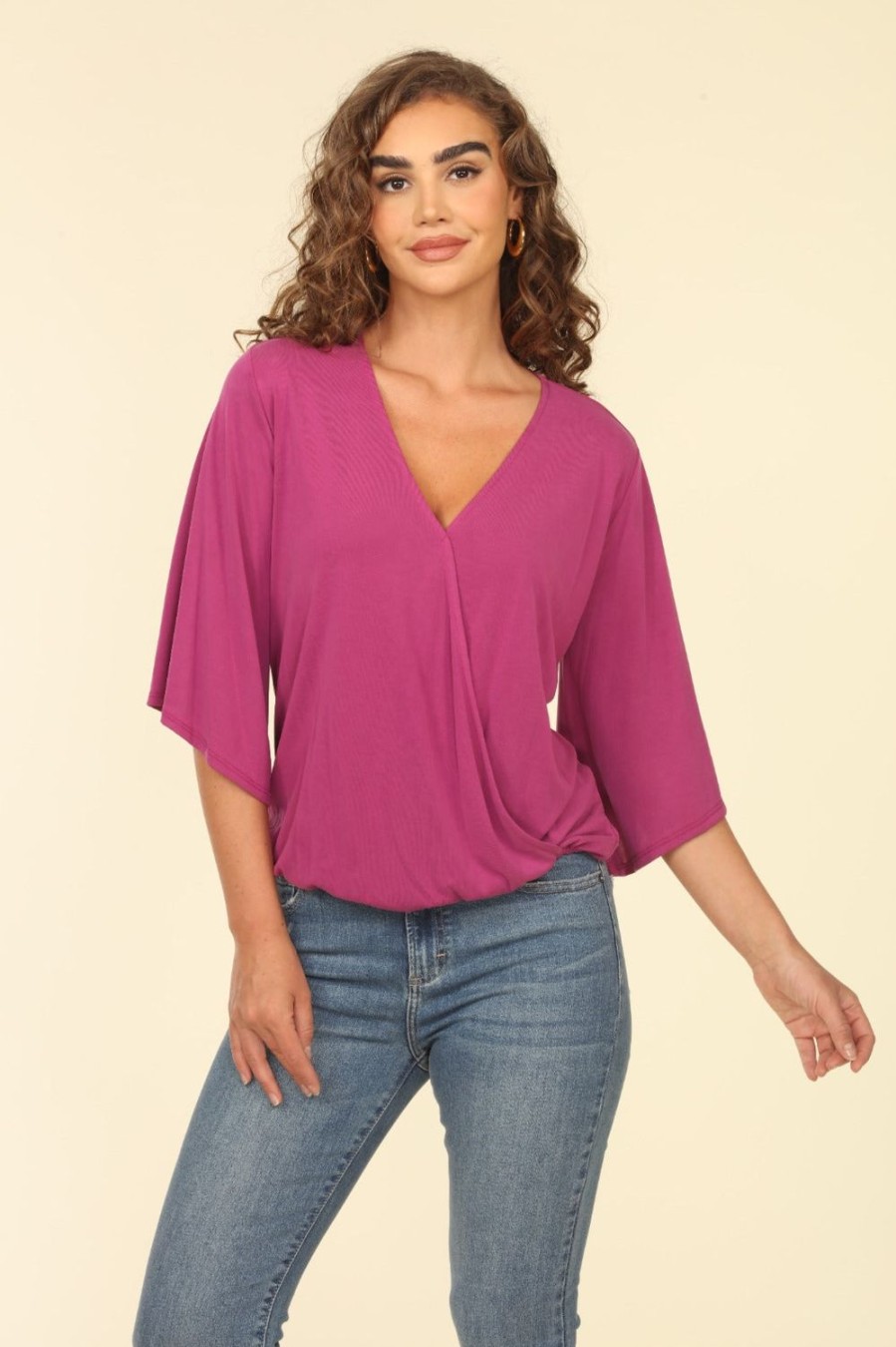 Clothing Veronica M Cupro Tops | Mulberry Cupro Surplice Top-Best Seller