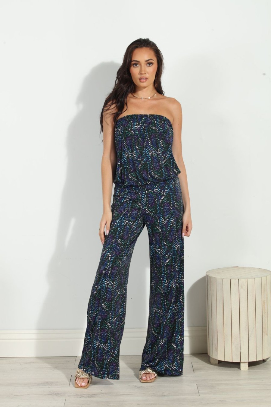 Clothing Veronica M | Zayne Stretch Strapless Dropwaist Jumpsuit