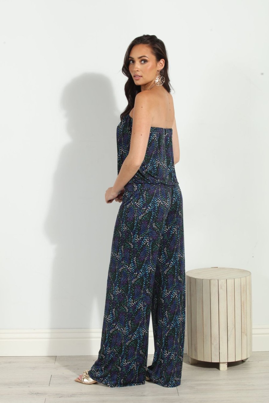 Clothing Veronica M | Zayne Stretch Strapless Dropwaist Jumpsuit