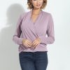 Clothing Veronica M Cupro Tops | Mauve Cupro Draped Surplice Top - Best Seller