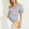 Vacation Veronica M | Heather Grey Puff Sleeve Tee