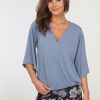 Clothing Veronica M Cupro Tops | Dusty Blue Cupro Surplice Top-Best Seller