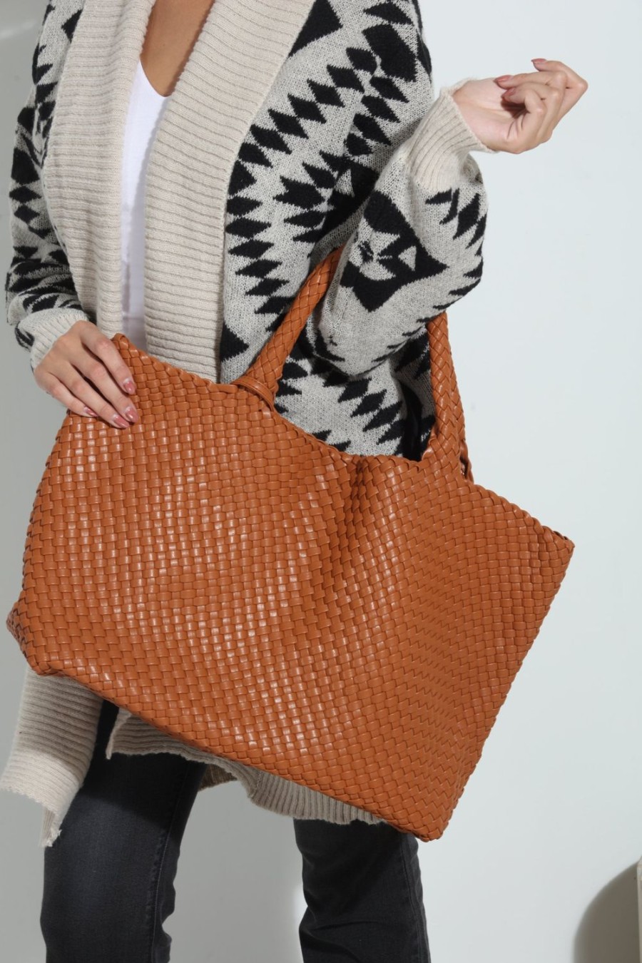 Accessories Veronica M | Solana Woven Tote- Rust