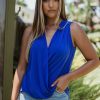 Clothing Veronica M Surplice Tops | Royal Blue Stretch Surplice Top - Best Seller