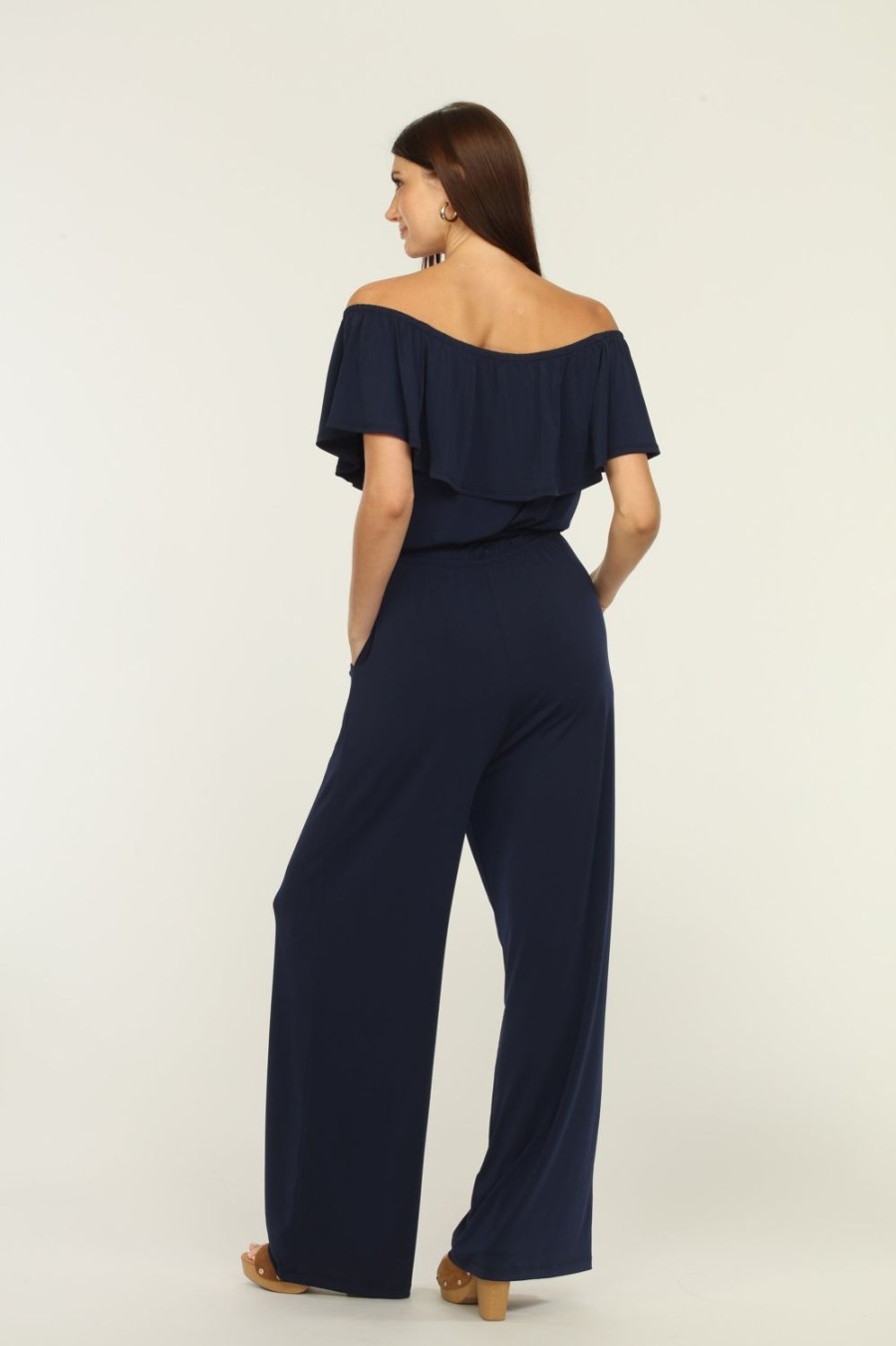 Vacation Veronica M | Navy Ruffle Tube Jumpsuit