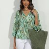 Vacation Veronica M | Tiki Split-Neck Blouse