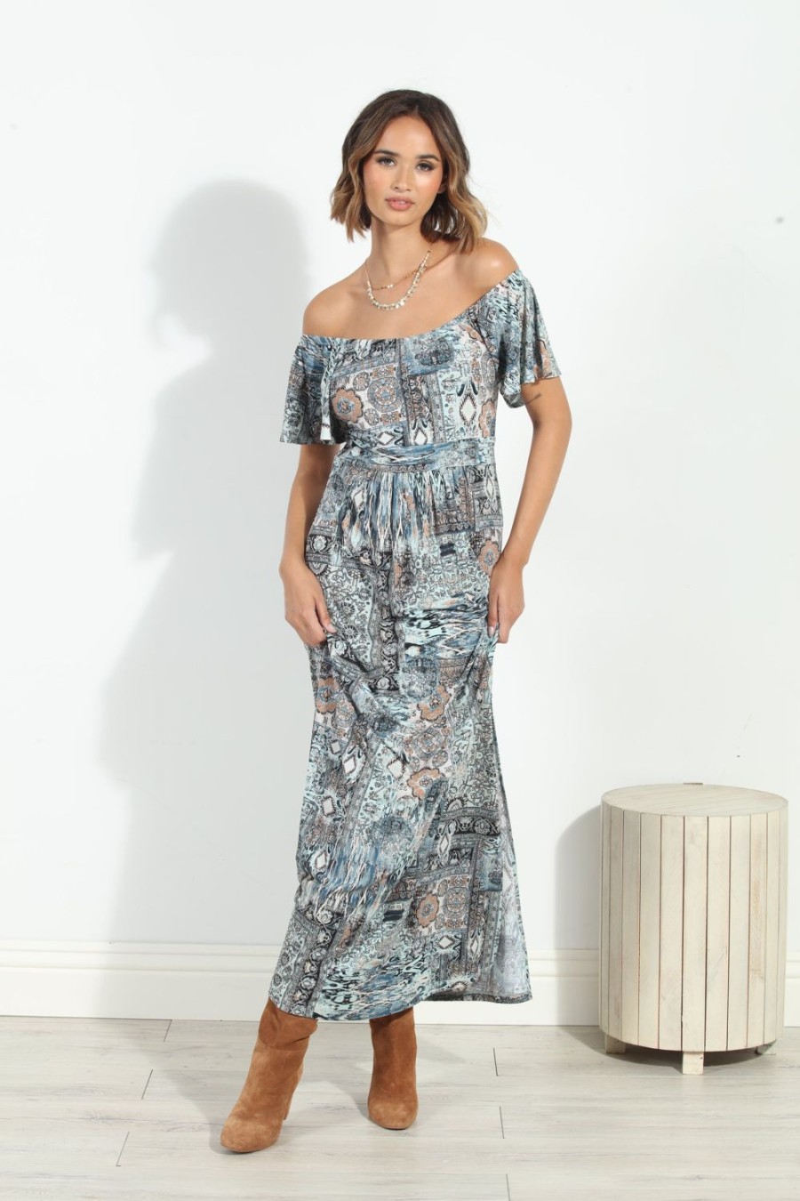 Clothing Veronica M Maxi Dresses | Fairfax Off The Shoulder Maxi Dress